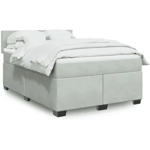 vidaXL Sommier à lattes de lit et matelas Gris clair 140x190cm Velours pas cher