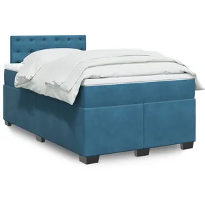 vidaXL Sommier à lattes de lit et matelas Bleu foncé 120x200cm Velours pas cher