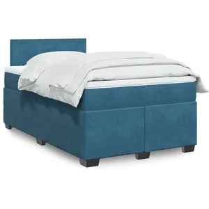 vidaXL Sommier à lattes de lit et matelas Bleu foncé 120x200cm Velours pas cher