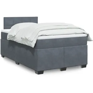 vidaXL Sommier à lattes de lit et matelas Gris foncé 120x200cm Velours pas cher