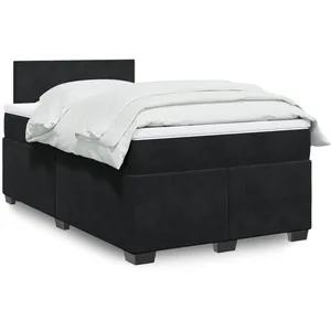 vidaXL Sommier à lattes de lit avec matelas Noir 120x200 cm Velours pas cher