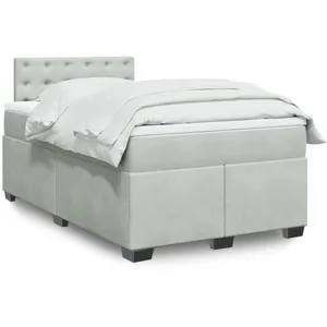 vidaXL Sommier à lattes de lit et matelas Gris clair 120x200cm Velours pas cher