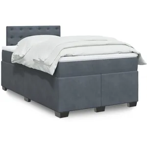 vidaXL Sommier à lattes de lit et matelas Gris foncé 120x200cm Velours pas cher
