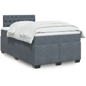vidaXL Sommier à lattes de lit et matelas Gris foncé 120x200cm Velours pas cher