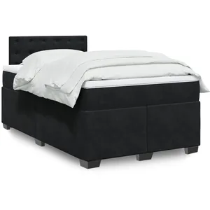 vidaXL Sommier à lattes de lit avec matelas Noir 120x200 cm Velours pas cher