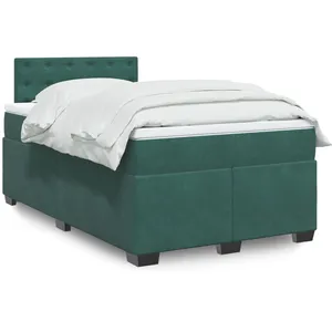 vidaXL Sommier à lattes de lit et matelas Vert foncé 120x200cm Velours pas cher
