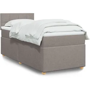 vidaXL Sommier à lattes de lit avec matelas Taupe 80x200 cm Tissu pas cher