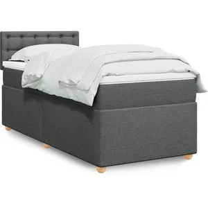 Comparateur de prix : vidaXL Sommier à lattes de lit avec matelas Gris foncé 90x200 cm Tissu