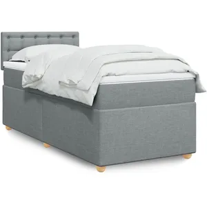 vidaXL Sommier à lattes de lit et matelas Gris clair 90x190 cm Tissu pas cher