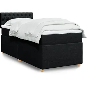 vidaXL Sommier à lattes de lit avec matelas Noir 90x190 cm Tissu pas cher