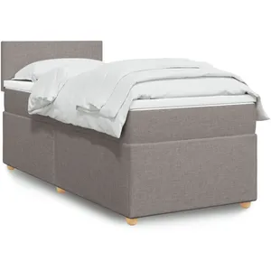 vidaXL Sommier à lattes de lit avec matelas Taupe 100x200 cm Tissu pas cher