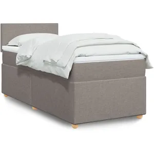 vidaXL Sommier à lattes de lit avec matelas Taupe 90x190 cm Tissu pas cher