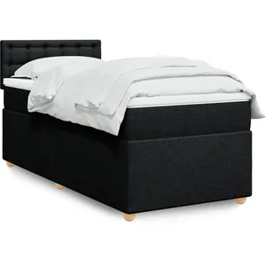 vidaXL Sommier à lattes de lit et matelas Noir 80x200 cm Tissu pas cher