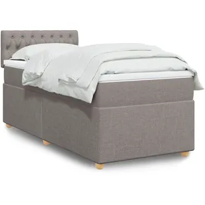 vidaXL Sommier à lattes de lit avec matelas Taupe 80x200 cm Tissu pas cher