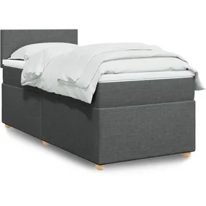 vidaXL Sommier à lattes de lit avec matelas gris foncé simple tissu pas cher