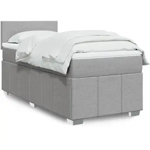 vidaXL Sommier à lattes de lit avec matelas gris clair 80x200 cm tissu pas cher