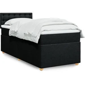 vidaXL Sommier à lattes de lit avec matelas noir simple tissu pas cher
