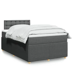 Vidaxl sommier à lattes de lit avec matelas gris foncé 120x190cm tissu pas cher