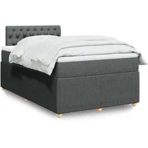 Vidaxl sommier à lattes de lit avec matelas gris foncé 120x190cm tissu pas cher