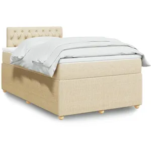 vidaXL Vidaxl Sommier À Lattes De Lit Avec Matelas Crème 120x190 Cm Tissu pas cher