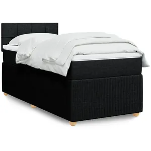vidaXL Sommier à lattes de lit avec matelas Noir 90x200 cm Tissu pas cher