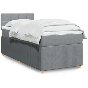vidaXL Sommier à lattes de lit avec matelas Gris clair 100x200cm Tissu pas cher
