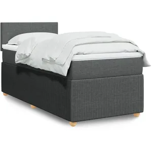 vidaXL Sommier à lattes de lit avec matelas Gris foncé 90x200 cm Tissu pas cher