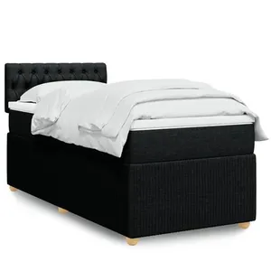vidaXL Sommier à lattes de lit avec matelas Noir 90x190 cm Tissu pas cher