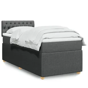 vidaXL Sommier à lattes de lit et matelas Gris foncé 90x190 cm Tissu pas cher