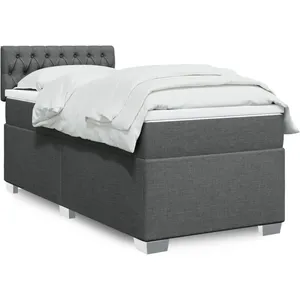 vidaXL Sommier à lattes de lit avec matelas Gris foncé 100x200cm Tissu pas cher