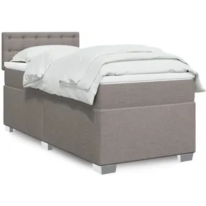 vidaXL Sommier à lattes de lit avec matelas Taupe 90x200 cm Tissu pas cher