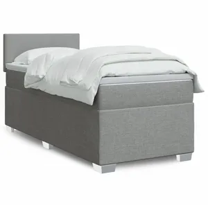 vidaXL Sommier à lattes de lit et matelas Gris clair 90x190 cm Tissu pas cher