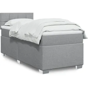 vidaXL Sommier à lattes de lit avec matelas Gris clair 90x200 cm Tissu pas cher