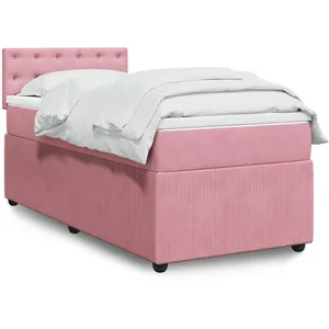 vidaXL Sommier à lattes de lit avec matelas Rose 90x200 cm Velours
