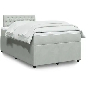 Vidaxl sommier à lattes de lit et matelas gris clair 120x190cm velours pas cher