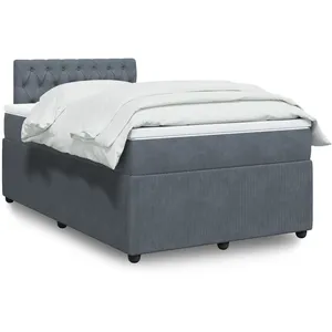 vidaXL Sommier à lattes de lit et matelas gris foncé 120x190cm velours pas cher