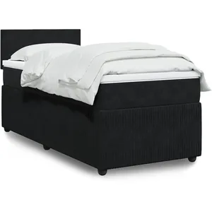 vidaXL Sommier à lattes de lit avec matelas Noir 100x200 cm Velours pas cher