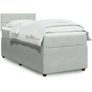vidaXL Sommier à lattes de lit et matelas Gris clair 90x190 cm Velours pas cher