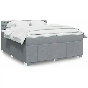 vidaXL Sommier à lattes de lit avec matelas Gris clair 200x200cm Tissu pas cher