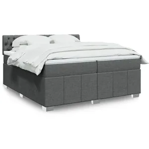 Vidaxl sommier à lattes de lit avec matelas gris foncé 200x200cm tissu pas cher