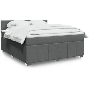 vidaXL Sommier à lattes de lit avec matelas Gris foncé 180x200cm Tissu pas cher