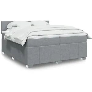 Vidaxl sommier à lattes de lit avec matelas gris clair 200x200cm tissu pas cher
