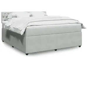 vidaXL Sommier à lattes de lit et matelas Gris clair 180x200cm Velours pas cher
