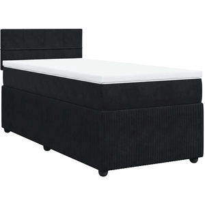 vidaXL Sommier à lattes de lit et matelas Noir 160x200 cm Velours pas cher