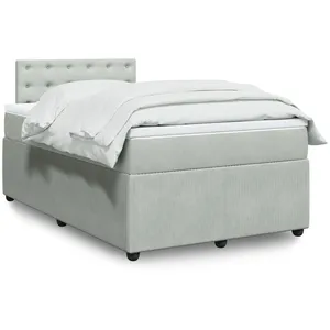 vidaXL Sommier à lattes de lit et matelas Gris clair 120x200cm Velours pas cher