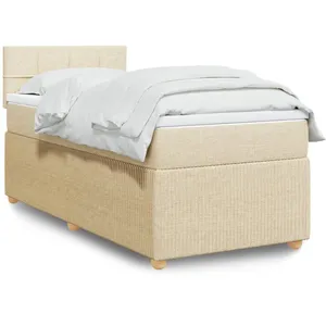 vidaXL Vidaxl Sommier À Lattes De Lit Et Matelas Crème 90x190 Cm Tissu pas cher