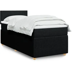 vidaXL Sommier à lattes de lit avec matelas Noir 90x190 cm Tissu pas cher