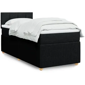 vidaXL Sommier à lattes de lit et matelas Noir 80x200 cm Tissu pas cher