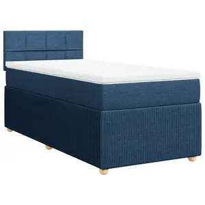 vidaXL Sommier à lattes de lit avec matelas Bleu 80x200 cm Tissu pas cher