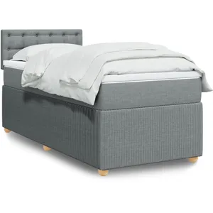 vidaXL Sommier à lattes de lit avec matelas gris clair 80x200 cm tissu pas cher